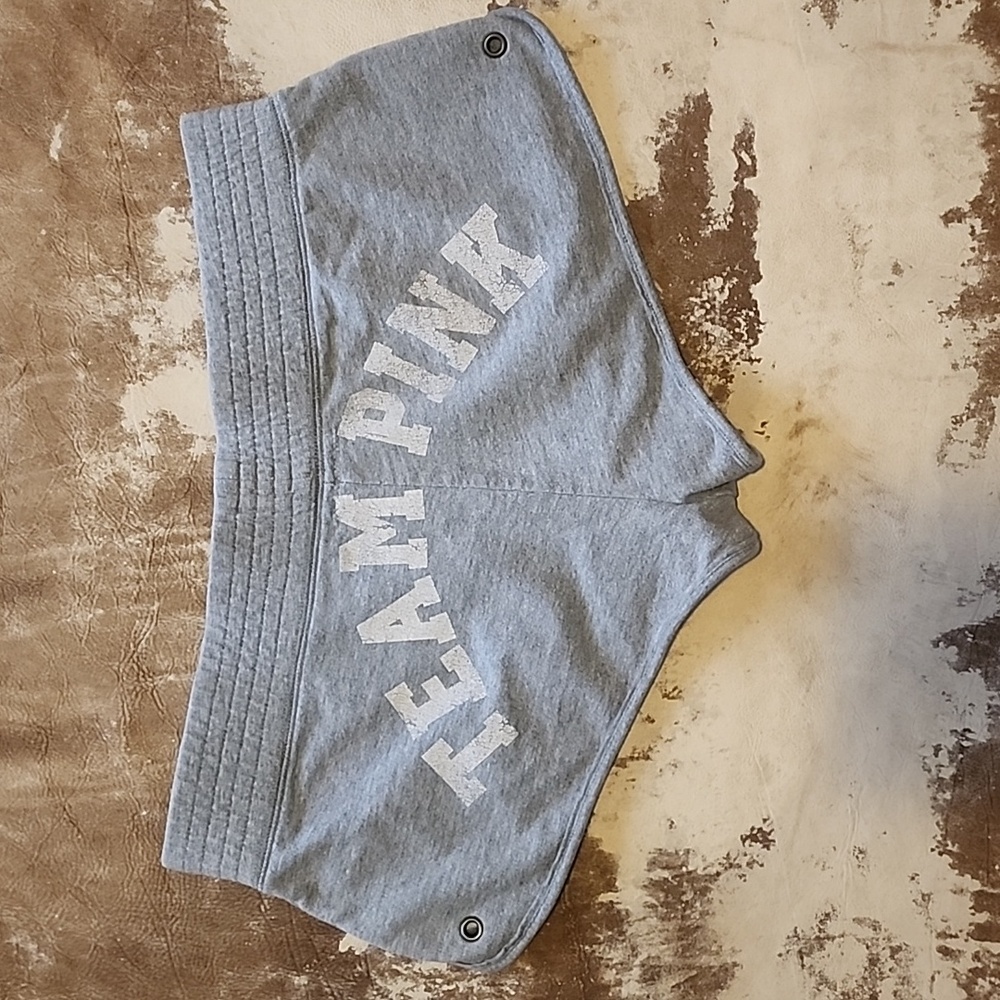 Team Pink Light Gray Athletic Shorty Shorts. Size: S